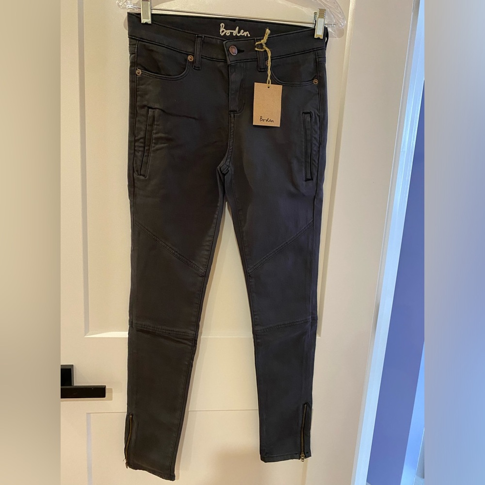 BODEN WOMEN'S SKINNY ARMY GRAY CASUAL ZIP JEANS PANTS WC140 - US 4P